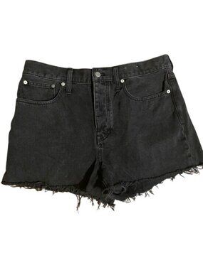 Madewell The DadJean Black Denim Short Size 29 With Frayed Hemline